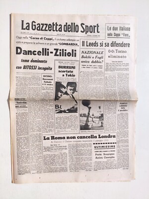 Gazzetta Dello Sport – 7 Octobre 1965 – Torino-Leeds 0-0 & Roma-Chelsea 0-0 – Original