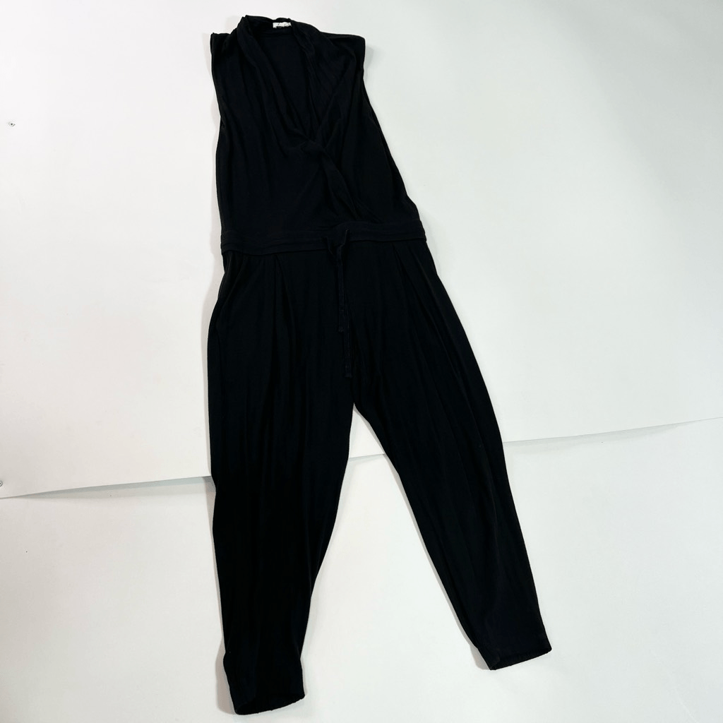 Helmut Lang Jumpsuit Women Small Cotton Wrap Front Black