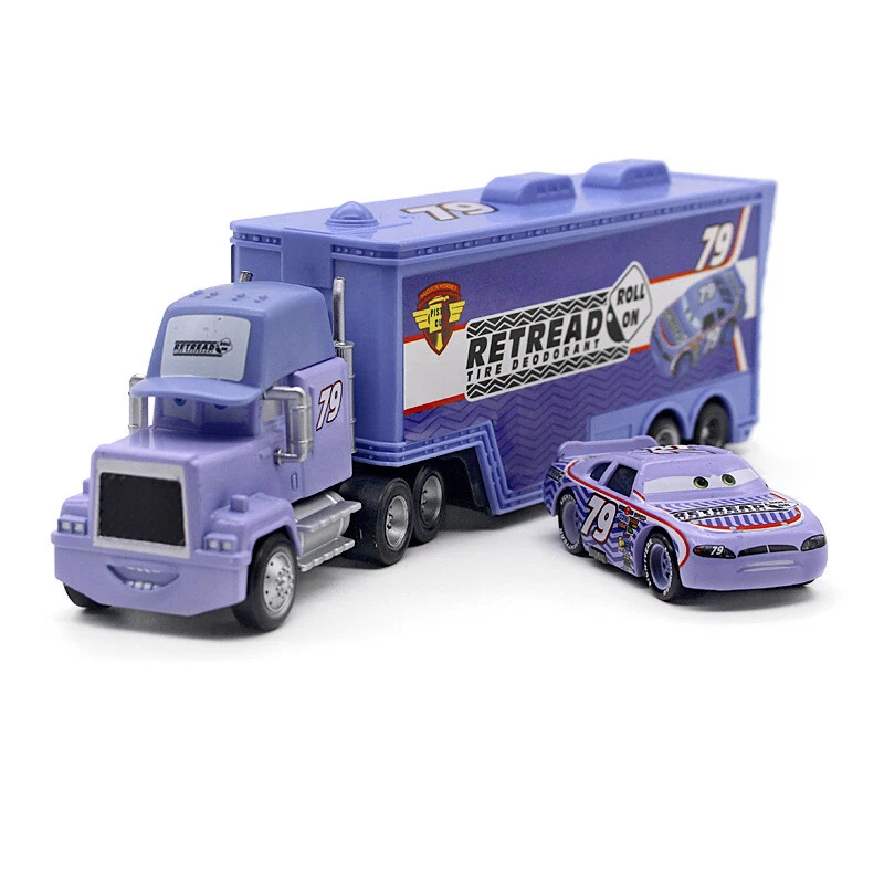 Disney Pixar Cars No.79 Retread Mack Hauler Truck + Mini Car 1:55 Diecast Toys - Image 2 of 4