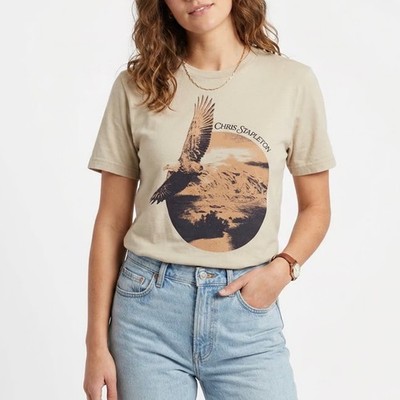Chris Stapleton T-Shirt Mens Medium Beige Graphic Print Short Sleeve Crew Neck