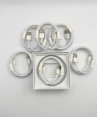 6 Pack Apple Mfi Certified 6ft. (2m) Lightning to USB Cable Fast Charger - White
