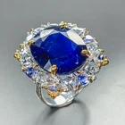 Fine Art jewelry 16 ct Blue Sapphire Ring 925 Sterling Silver Size 7.75 /R471276