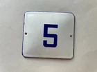 Vintage Enamel Porcelain House Number 5 Door Sign
