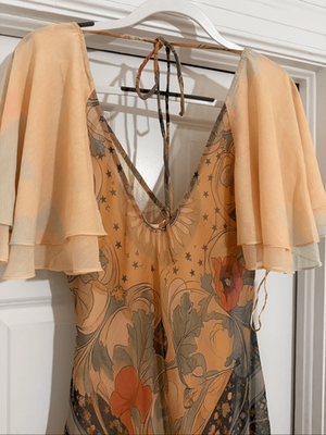 bailey's blossoms nellie ruffle maxi dress product info and reviews Nellie Ruffle Maxi Dress - Champagne