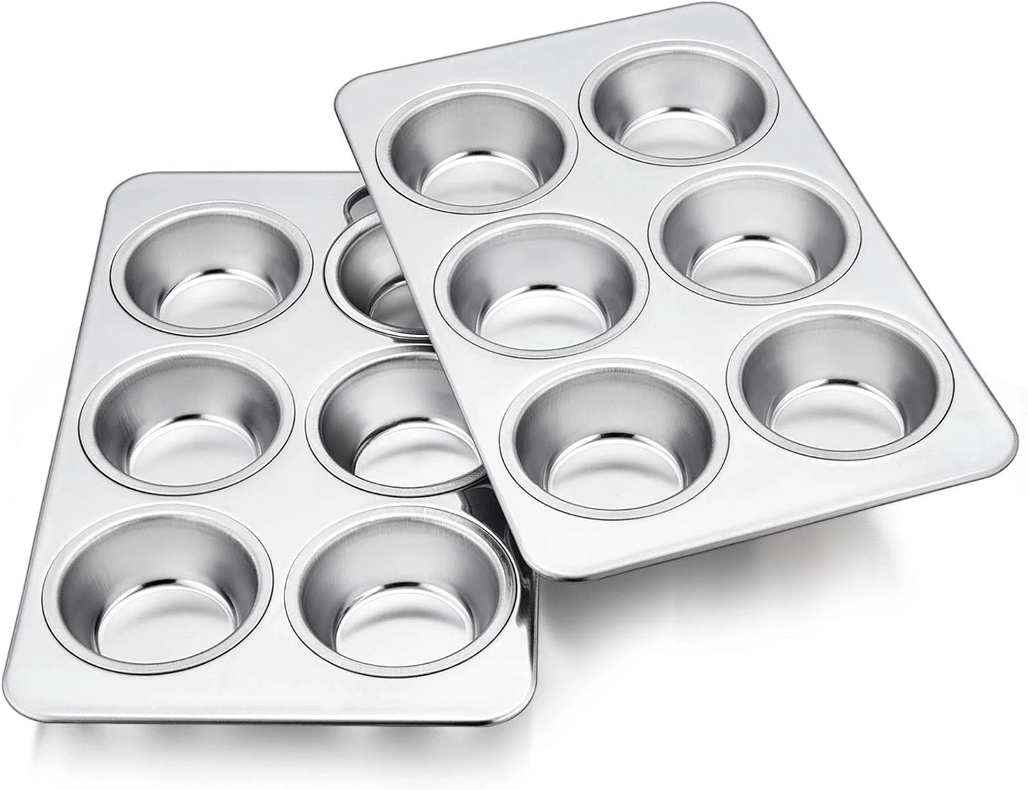 Teamfar 2 Packs Muffin Pan, Stainless Steel Muffin Cupcake Pan Tin Tray for Baki