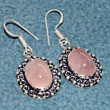 Rose Quartz 925 Silver Plated Earrings 1.5" Party Theme Jewelry Trendy JW