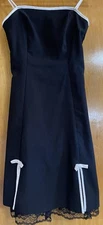 BCX Jrs 11 Black A-Line Dress, Bows & Lace Details, Sleeveless, Dance, Fancy EUC