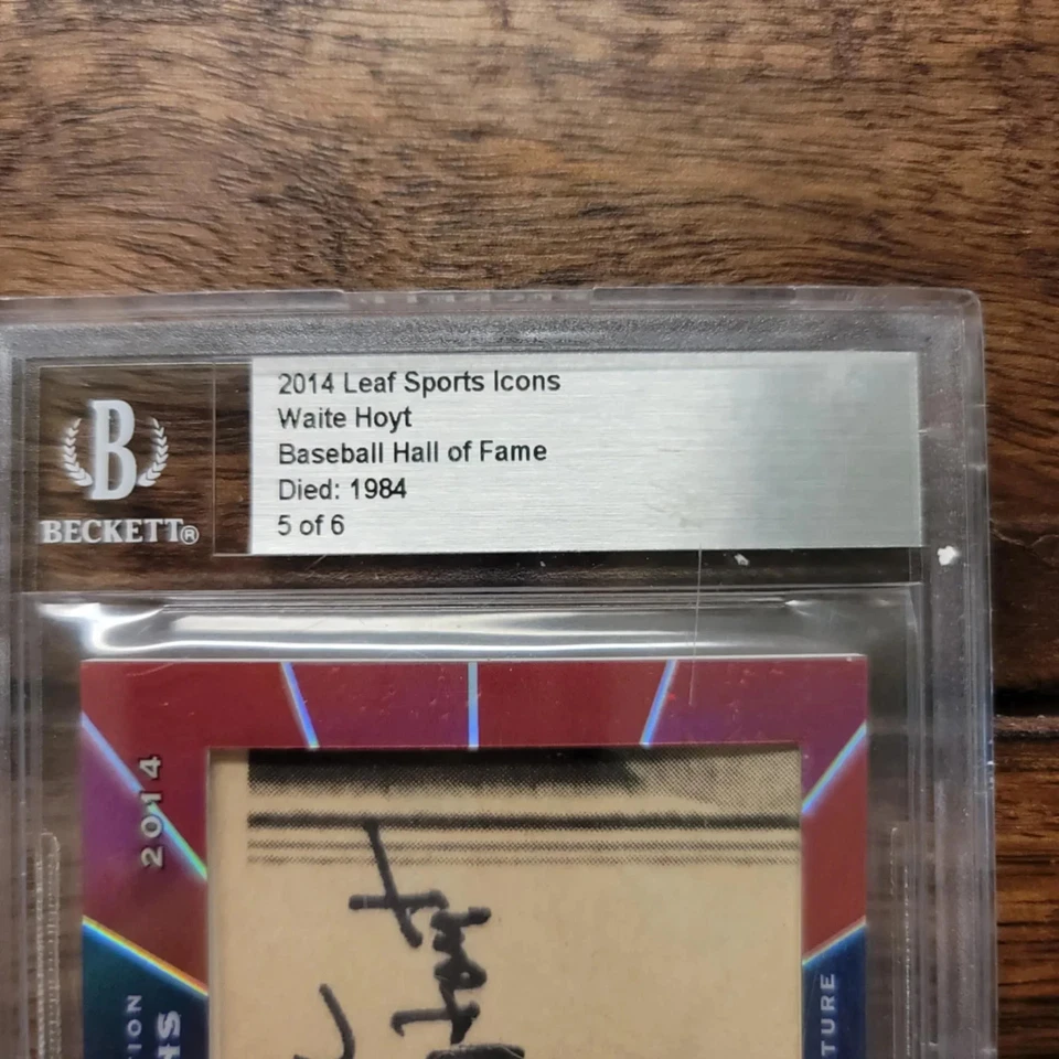 2014 Leaf Sports Icons-Waite Hoyt Cut Signature-5/6-Babe Ruth Teammate-Beckett - Image 3 of 3