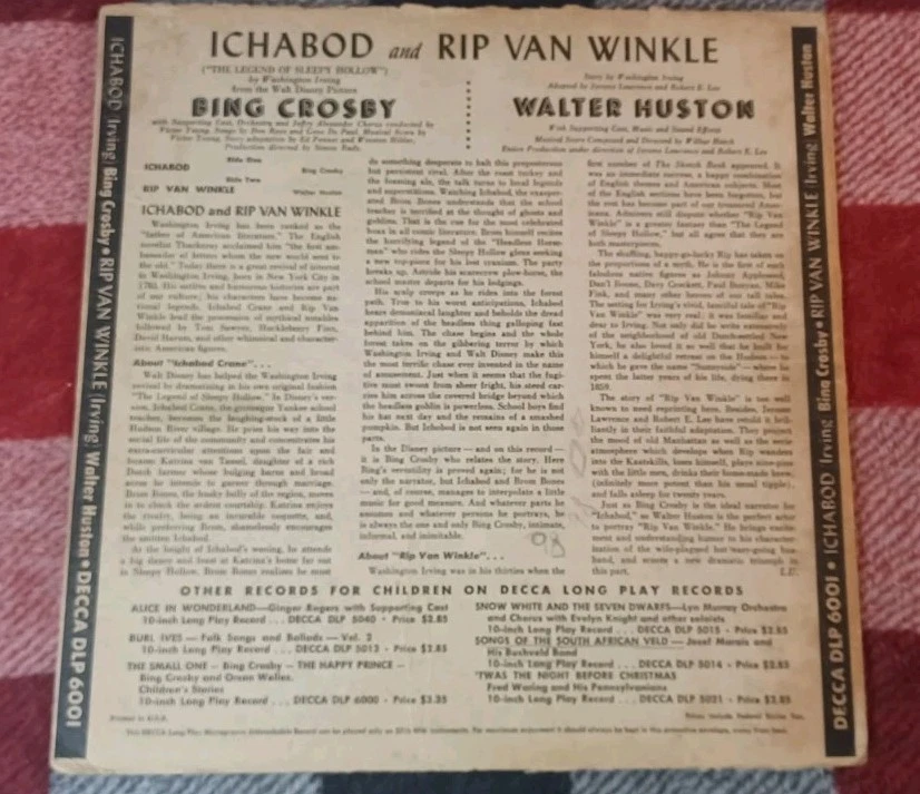 Walt Disney's Ichabod The Legend Of Sleepy Hollow Rip Van 78 RPM Bing Crosby HTF - Image 4 of 4