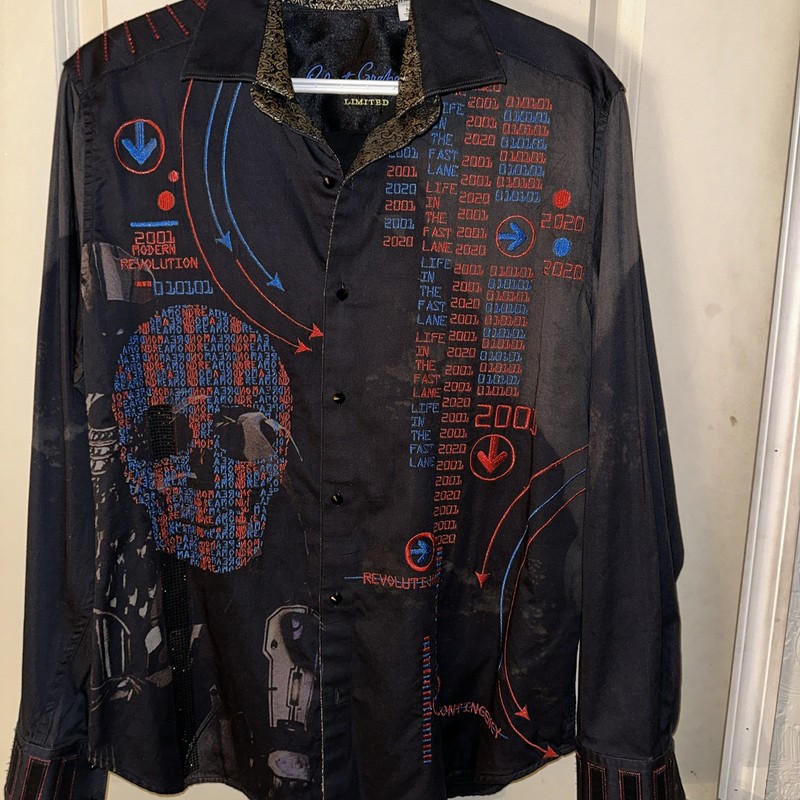 Robert Graham Limited Edition Path To 20 Shirt Men’s Medium Black Flip Cuff