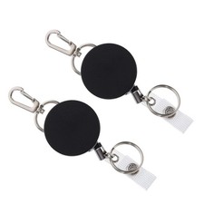 2 Pcs Badge Holder Keychain Metal Keychain Retractable Id Badge Holder Pendant