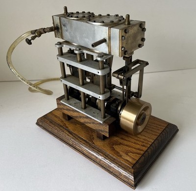 Rare Vintage Vertical Twin Cylinder Live Steam Engine For Model Boats w/Reverse