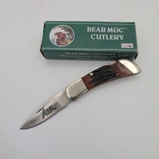 Vintage Bear Mgc Stag Damascus 9sb97d Usa Pocketknife Abc Logo Vintage Bear Mgc Stag Damascus 9sb97d Usa Pocketknife Abc Logo
