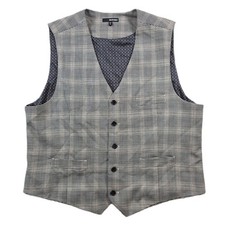 Murano Suit Vest Mens XL Black White Houndstooth Plaid Formal Dress Waistcoat
