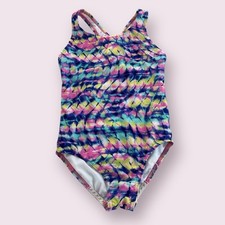 Speedo Girls Racer back One Piece Swimsuit In Pink Blue M 10