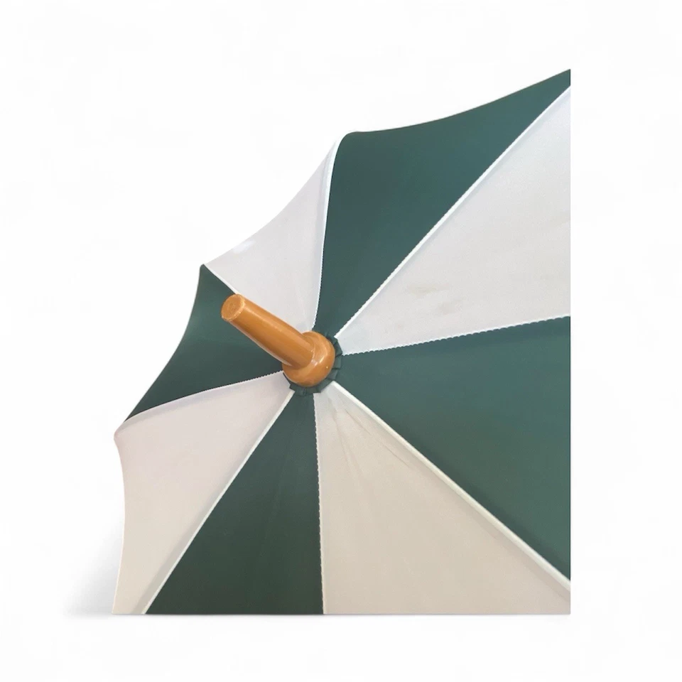 Paraguas de golf universitario POLO a rayas verdes blancas Ralph Lauren años 90 de colección mango de madera Foto 4 de 4