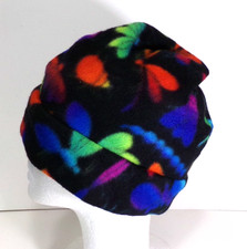 BLACK W/ INSECTS POLAR FLEECE BEANIE SKULL CAP STRETCHY WINTER HAT h88cr