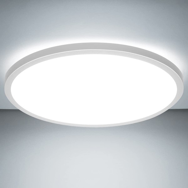 Led Deckenlampe Ultraflach Wohnzimmer Panel Deckenleuchte Flur Slim Kaltweiß 24W-image