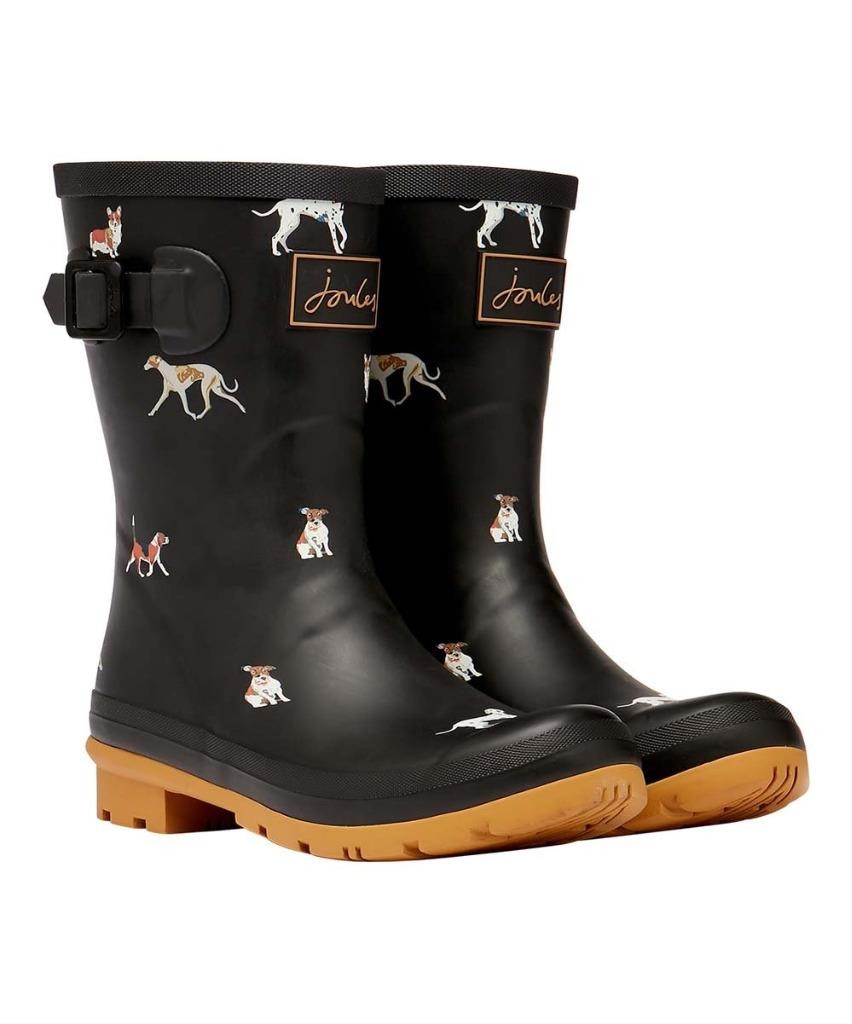 New NIB Joules Black Dog Corgi Dalmation Greyhound Molly Welly Rain Boot 9 or 10 image 6