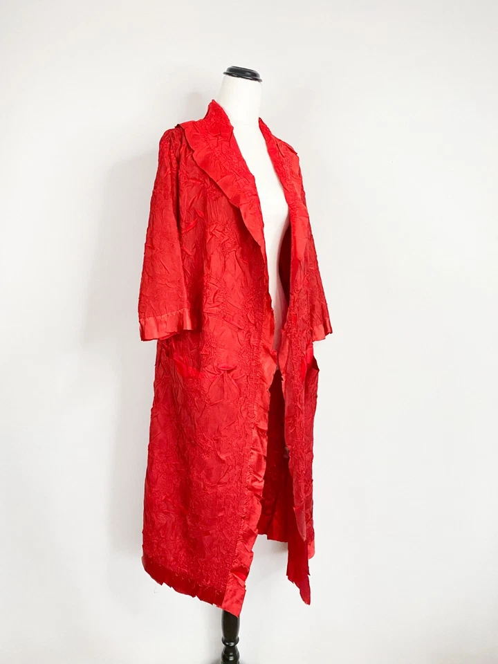 NWT $245 ALQUEMA duster coat jacket sz 1, S-M / red laser-cut crush pockets open - Image 2 of 4