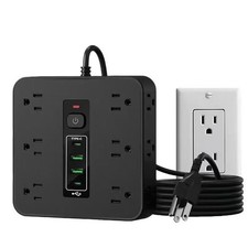 16 Outlet Surge Protector Power Strip 12 AC 4 USB 2 USB C 6FT Extension Cord