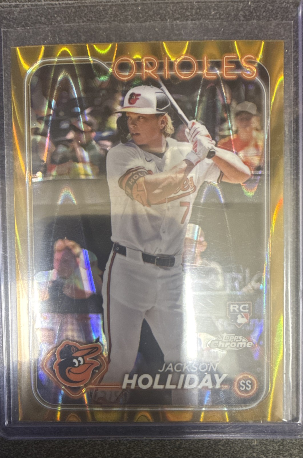 2024 Topps Chrome - Jackson Holliday #88 Gold RayWave Refractor /50 (RC)