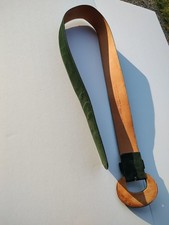 Vtg 80s Talbots Wide Hunter Green Suede Belt Large USA Made Dark Academia