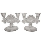 Early 20th Century Double Light Glass Candlestick Holders Line #555