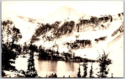 Oregon OR, Eagle Cap Mirror Lake, Snow-Covered Mountain Peaks, Cliffs ...