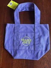 NWT Trader Joe's Trick-or-Treat Halloween Limited Mini Canvas Tote Bag Purple