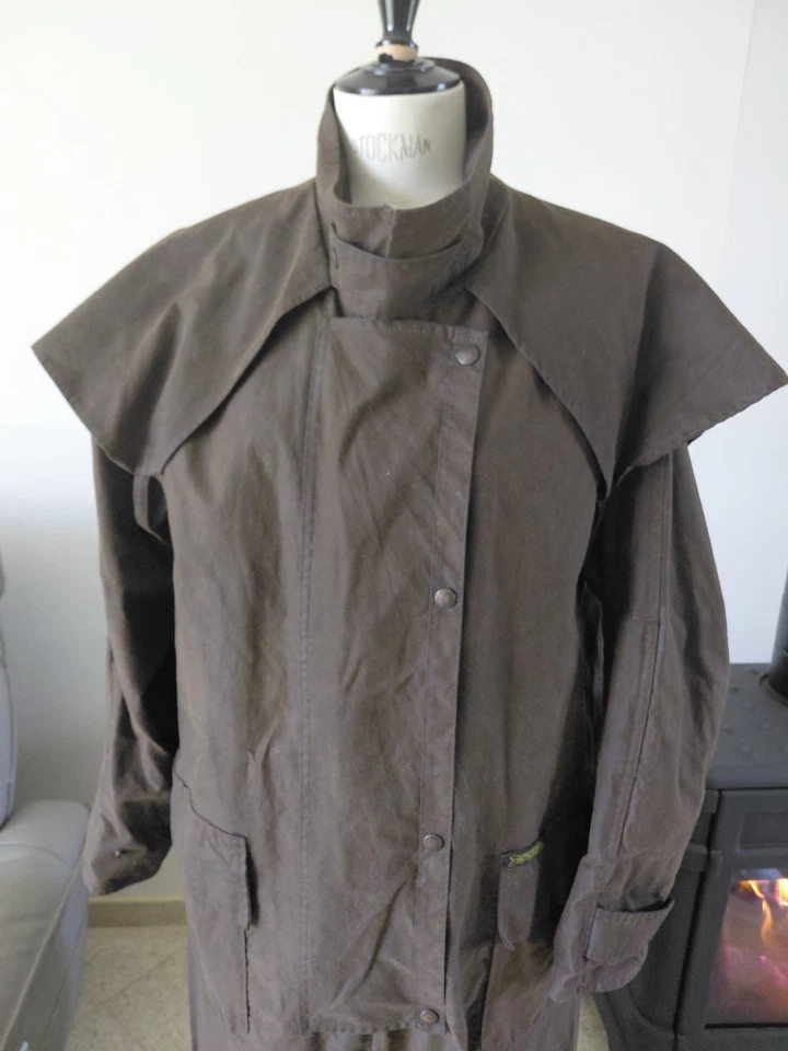 Manteau Cache Poussière Marron Riding Coat Toile Cirée DRIZA-BONE Taille XL - Photo 4/4