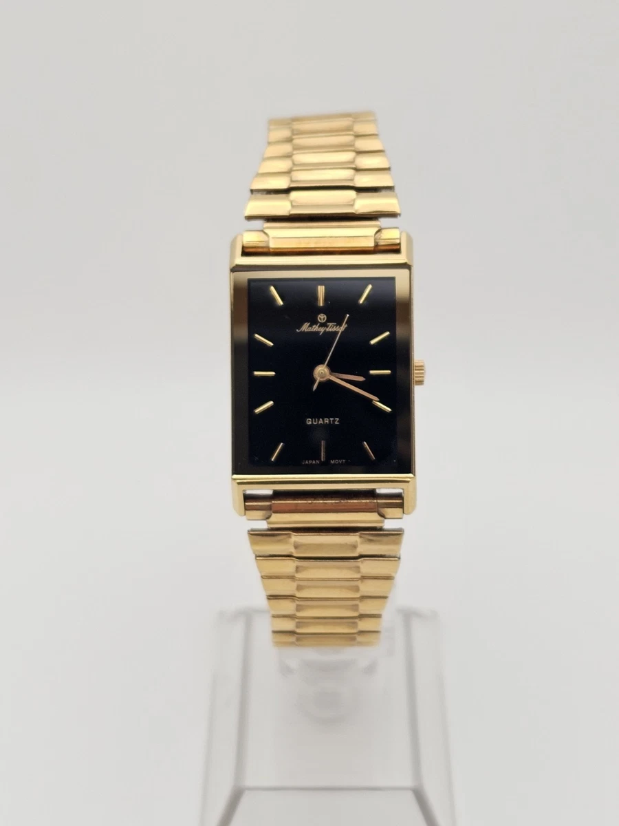 Vintage 90s Mathey-Tissot Mens Goldtone Tank Analog Quartz Watch
