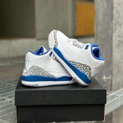 Air Jordan 3 Retro 'White Blue' Men's Mid Top Basketball Shoes