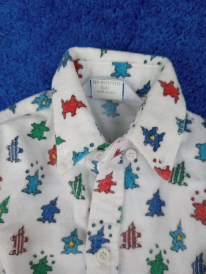 Camisa De Colección Bebé Niño Años 80 OshKosh Payaso AOP EE. UU. EN MUY BUEN ESTADO 2T Foto 3 de 4