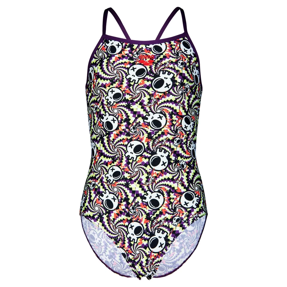 Arena Mädchen Badeanzug Swimsuit Einteiler Schwimmanzug Fun Skulls Lightdrop - Bild 1 von 1