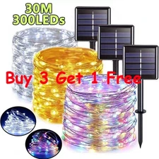 300 LED Super Bright Solar Rope Fairy Lights Strip Outdoor Garden Landscape Lamp