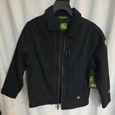 John Deere canvas work jacket boys size 6/7 corduroy collar Black quilted lining