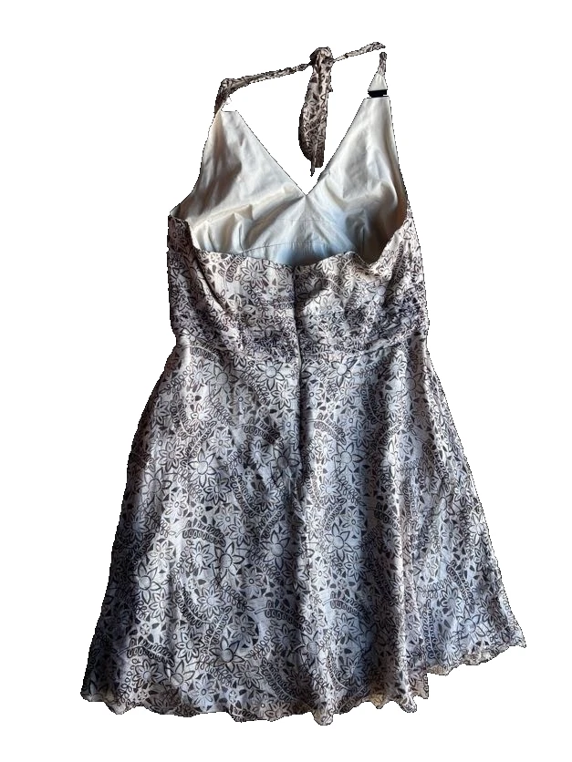 Robbie Bee Women's Fairy Romance Halter Dress 100% Silk Brown Floral Size 24W - Image 2 of 4