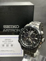 [Excellent] SEIKO ASTRON 8X82-0AB0 Black Chronograph Solar Men's Watch JAPAN