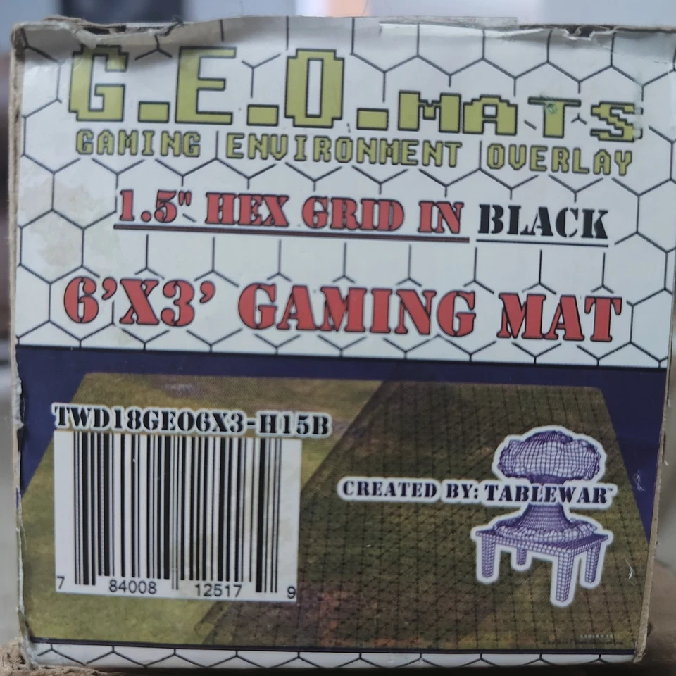 TableWar Map - GEO MAT Gaming - 1.5" Hex Grid 6'x3' In Black The F.A.T. Mat TTG - Image 2 of 2