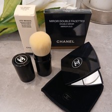 CHANEL Les Beiges Retractable Powder Brush Black Mirror In Box + Kabuki Pinceau