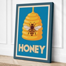 Honey Bee Poster Retro Canvas Print Wall Art Home Decor Ready to Hang