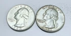 LOT O 2 WASHINGTON SILVER QUARTERS 90% SILVER CIRCULATED COINS FREE SHIP #9058
