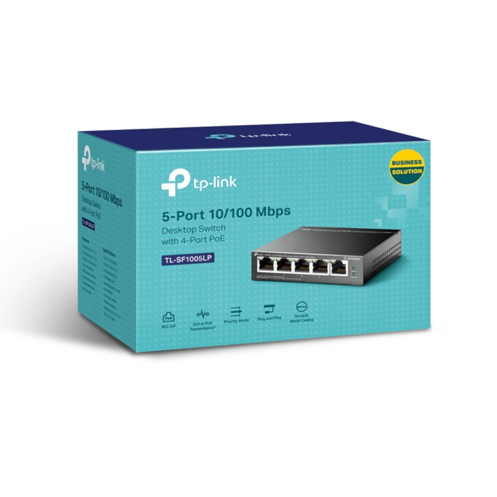 TP-LINK 5-Port 10/100 Unmanaged Desktop Switch, 4-Port PoE - (TL-SF1005LP) - Image 2