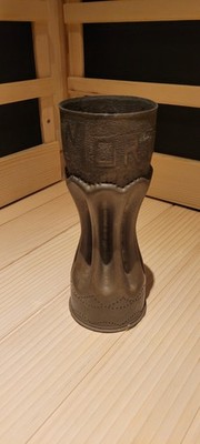 WW1 TRENCH ART VASE BRASS 75MM ARTILLARY SHELL - BATTLE OF VERDUN MORT HOMME!!
