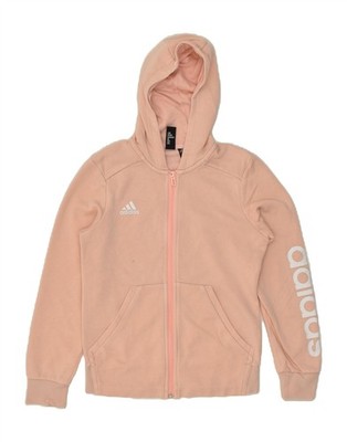 Adidas Mädchen Grafik Reißverschluss Hoodie Pullover 11-12 Jahre Medium beige Baumwolle BL49