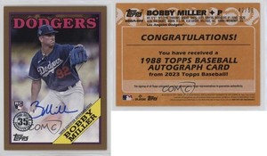 2023 Update 1988 Topps Baseball Gold /50 Bobby Miller #88BA-BM Rookie Auto RC