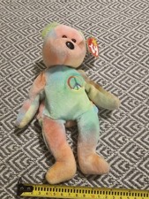 Ty Beanie Baby - Peace Bear 1996, Multicolor w/Tag Errors, Excellent Condition