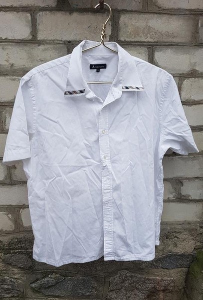 Men Aquascutum Shirt White Cotton 42 / XL / 50