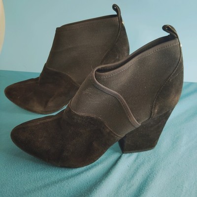 Vintage Calvin Klein Black Suede Booties Block Heel Ankle Boots 5 (Not Labeled)